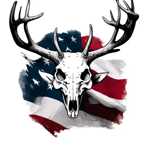 Rebel Flag With Deer Skull Soft Shading