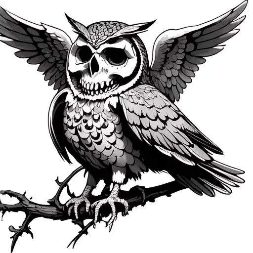 Skulls Owl And Angels