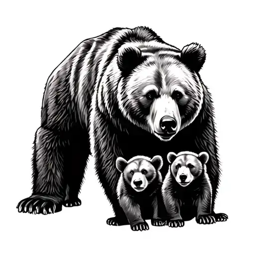 Bear With 2 Cubs