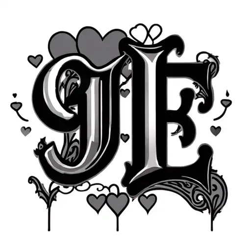 G T J B E Letters With Hearts Above