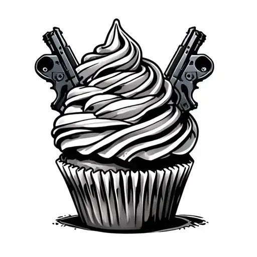 Cupcake Tattoo With Guns