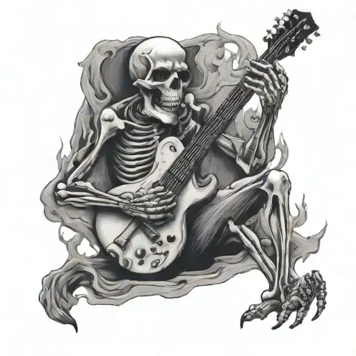 Skeleton Playing Guitar In Hell