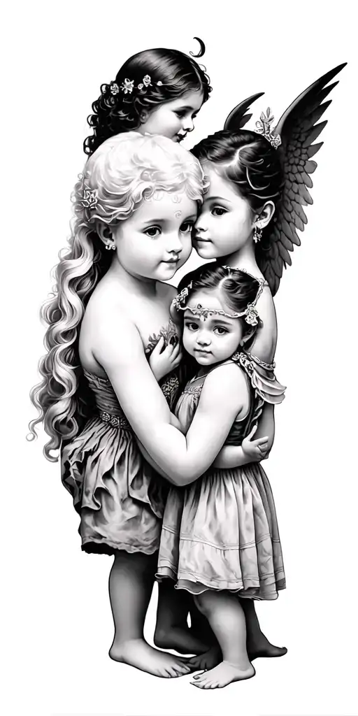 Angelito And Diablita Peliando Children And A Girl