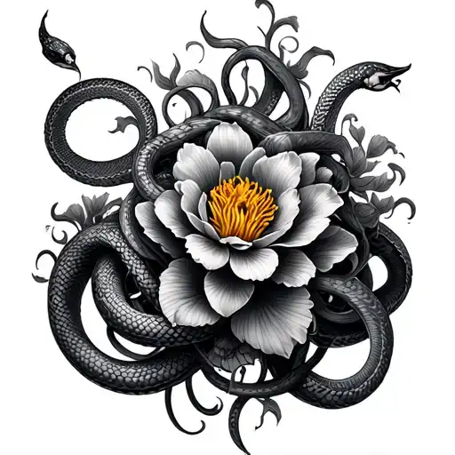 Medusa 17 Snakes Wrapped 1 Flower Blooming