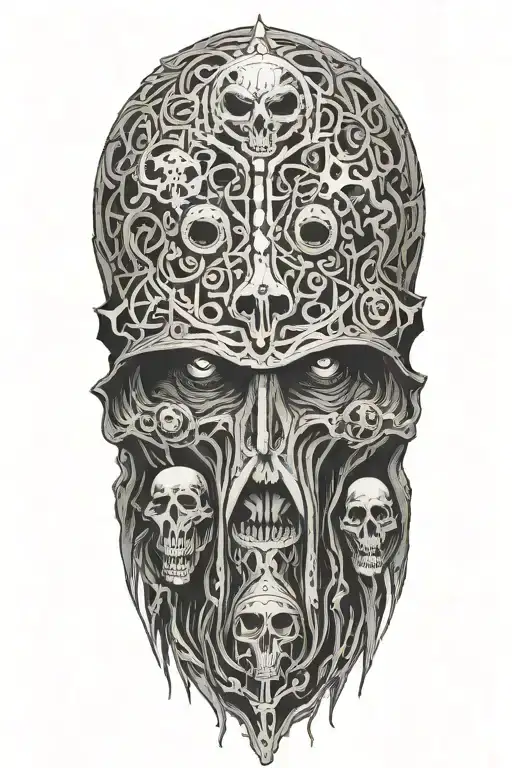 Hodded Cultists Surrounding Looking Upon A Great Old One With Glariong Eyes In The Dark