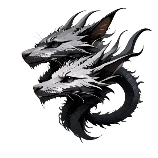 3 Headed Dragon But The Heads Are Actually Cats