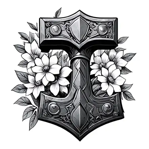 Thor Hammer With Flowers Blooming