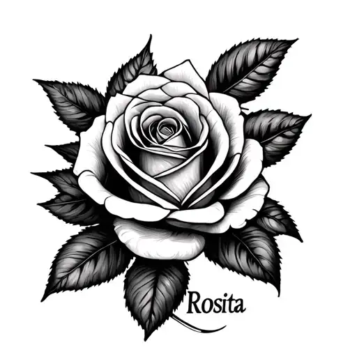 The Word Rosita With A Rose Side Ways On The Bottom