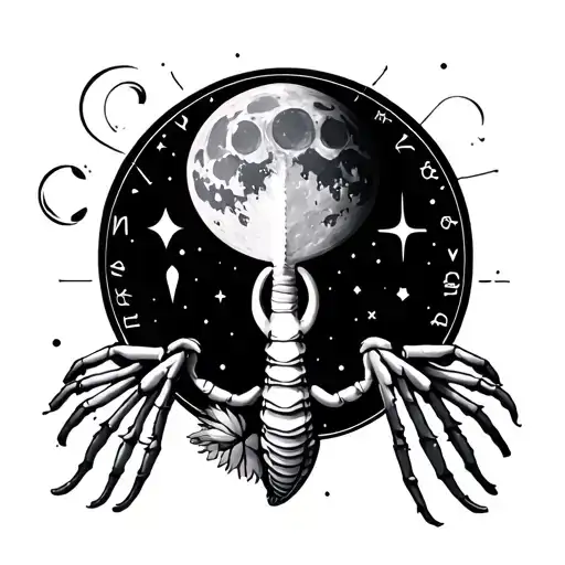 Cancer Zodiac With Family And Lunar Symbols Representing