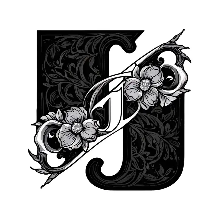 Letter J With Symbolic 4 Elements