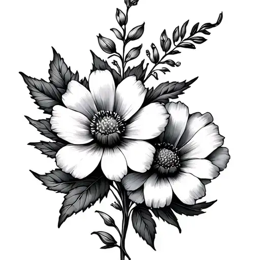 July Birth Flower Intertwined With September Birth Flower Simple