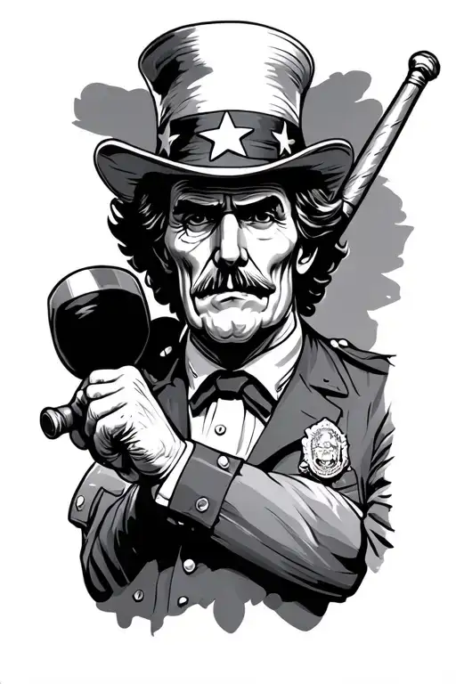 Uncle Sam As A Correctional Officer Holding A Baton
