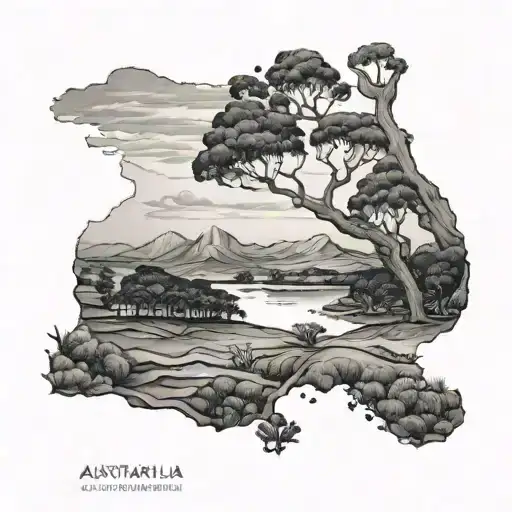 Linear Tatoo Australia Landscape