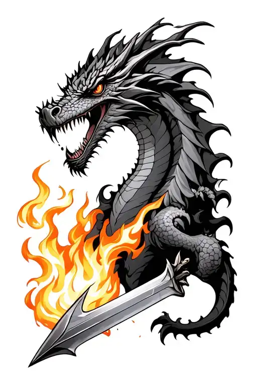 Dagger On Fire Breathing Dragon