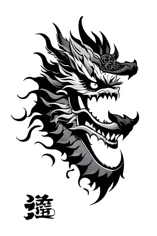 Oni Mask With Traditional Dragon