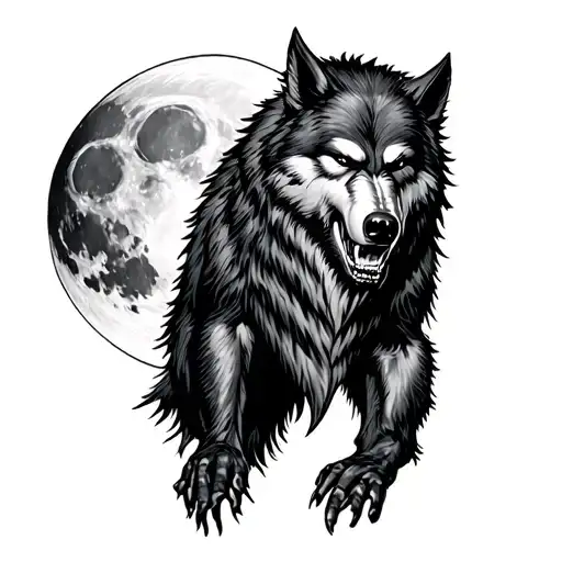 Werewolf And Moon