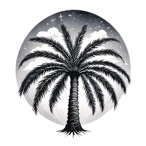 Palm Tree With Capricorn Constellation Intertwined