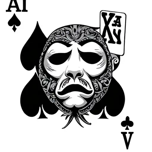 Aces Cards And Sad Face Mask Surrounded