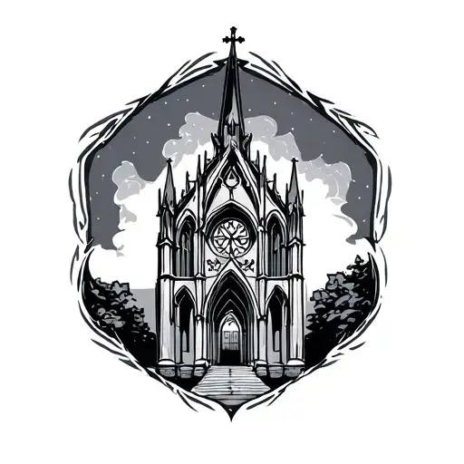 Cathedral Simple Tattoo Knee