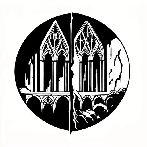 Cathedral Simple Tattoo Knee Split In Half