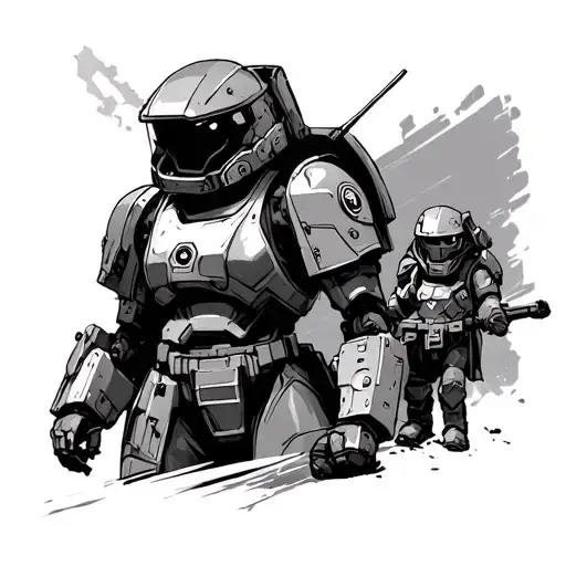 Space Marine Sister Of Battle And A Small Space Marine In The Middle