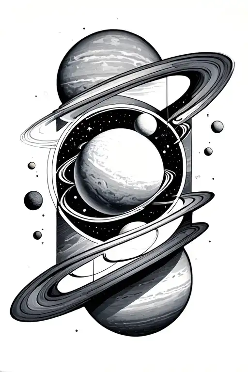 The Golden Ratio Tatoo With Solar System Planets