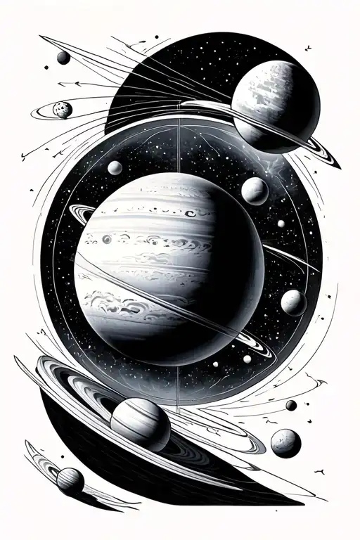 The Golden Ratio Tatoo With Planets Inside