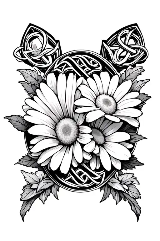 Anthirum Daisies And Celtic Symbol Mother Of Two Children