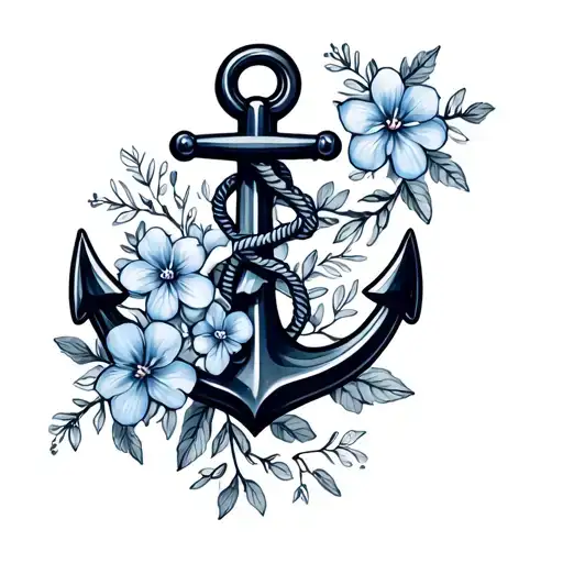 Navy Anchor With Forget Me Nots