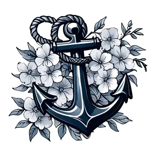 Navy Anchor With Forget Me Nots