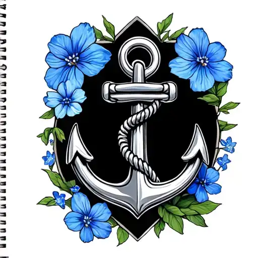 Navy Anchor With Forget Me Nots