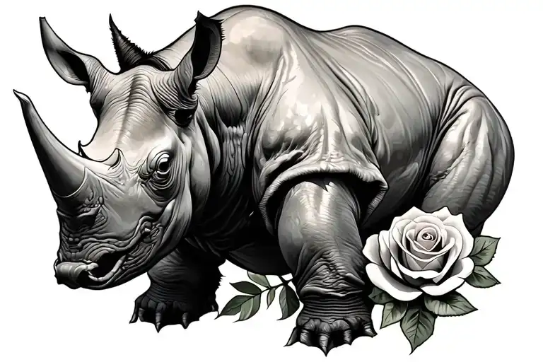 Rhino With A Rose In His Stomach