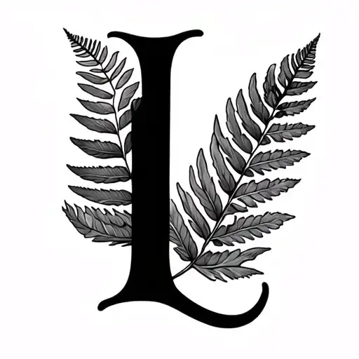 Two Fern Leaves Shaped As The Letter L Letter