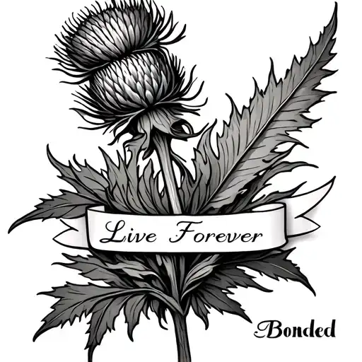 Scottish Thistle With Words Live Forever Bonded