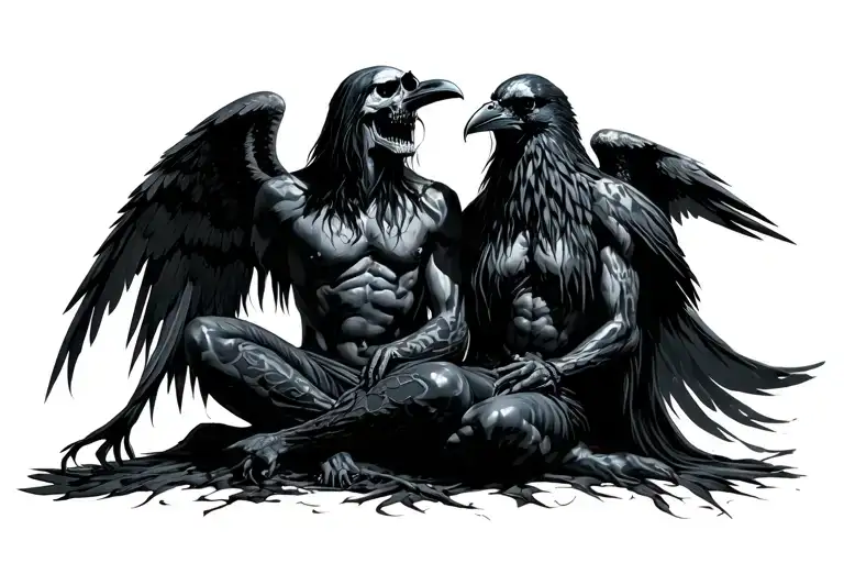 Death Angel And Raven Sitting
