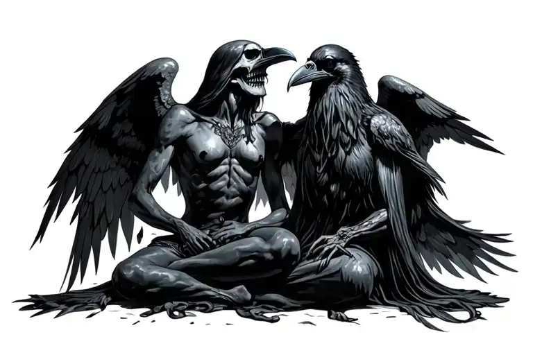 Death Angel And Raven Sitting