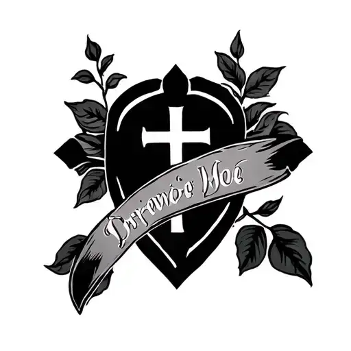 Last Name With Catholic Design On Dorsal Forearm