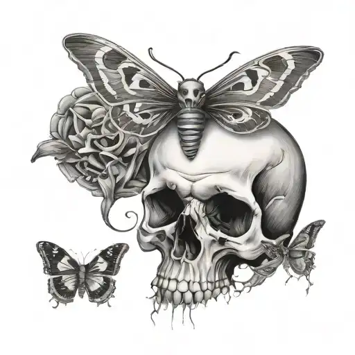 Skull And Moth Emerging