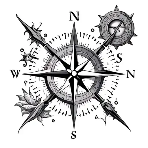 Compass Surrounded By Various