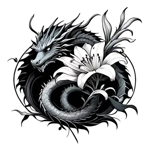 Dragon And Lilies 2 Side