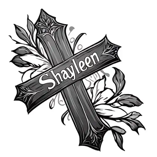 Sideways Cross With The Name Shayleen On It