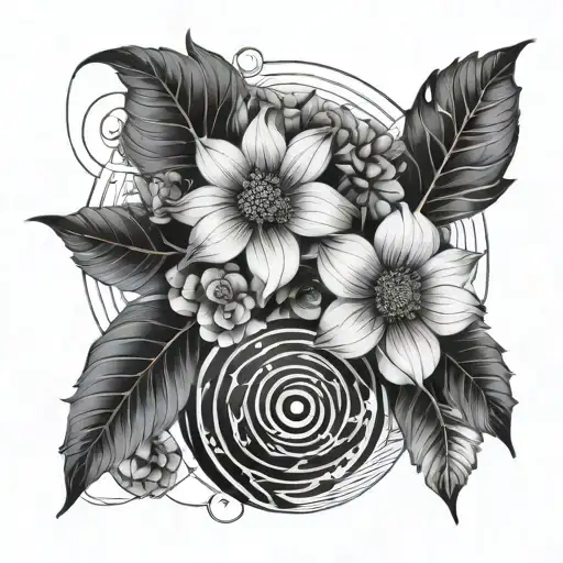 Golden Ratio With Flower Large Black Leaves