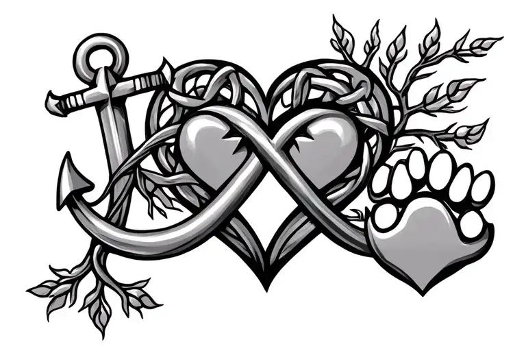 Anchor A Big Heart And A Little Heartthe Celtic Sisters Knot Infinity And Paw Tree All Intertwined