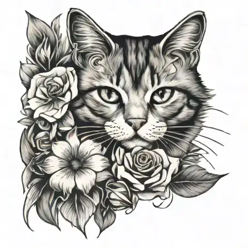 Cat With Flowers