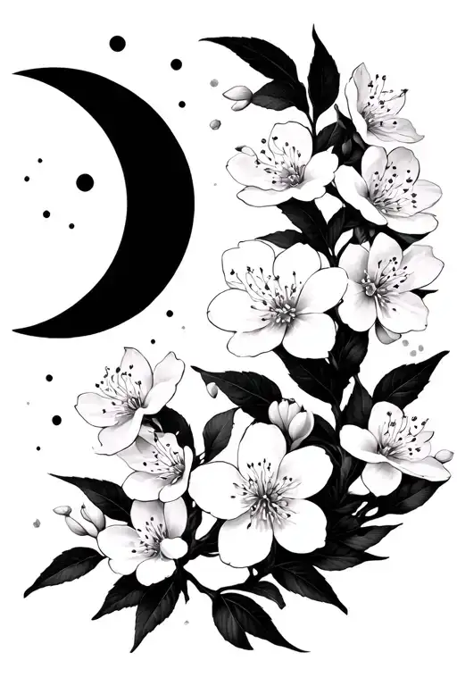 Cherry Blossoms And Moon Phases