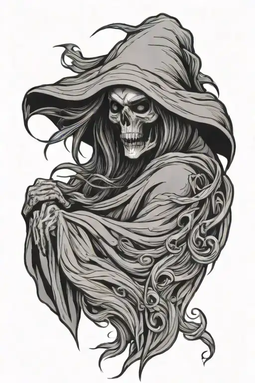 Grim Reaper Woman Faceless Woman With Flowing Hair