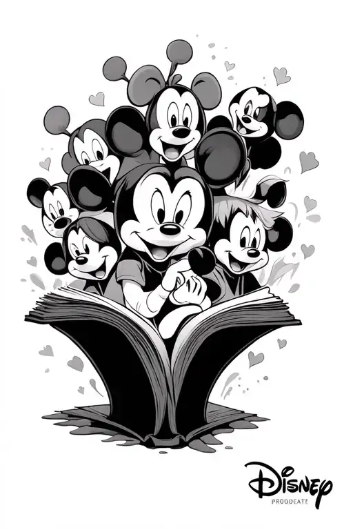 A Lot Of Disney Characters Coming Out Of An Open Book