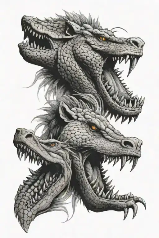 Portret Of Half A Lion And Half A Crocodile In A Realistic Style