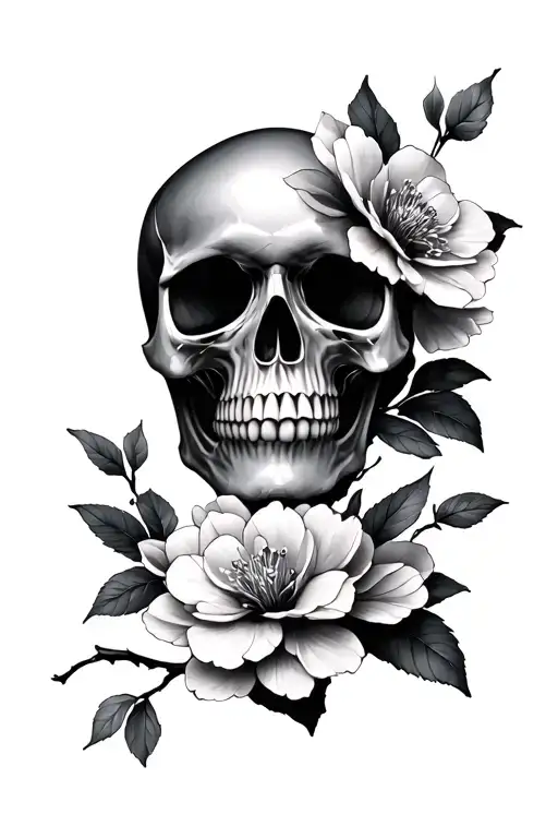 Sakura Flowers Skull