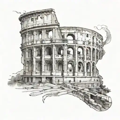 Colosseum Inner Bicep Tattoo Design
